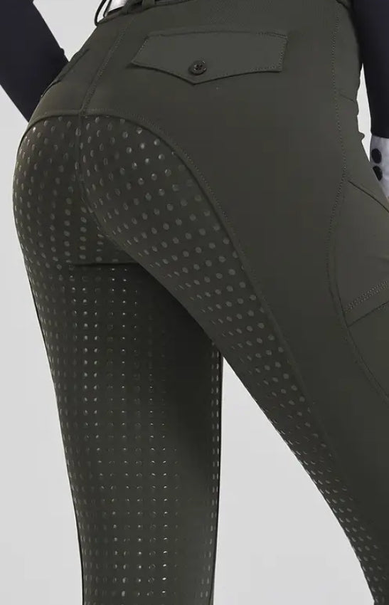 Paardrijlegging comfort met grip - Olijfgroen