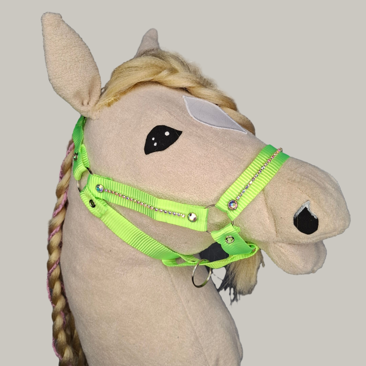 Hobby horse halster - Groen en strass steentjes