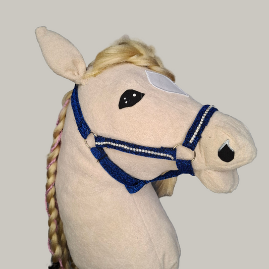 Hobby horse halster - Blauw glitter en steenjes