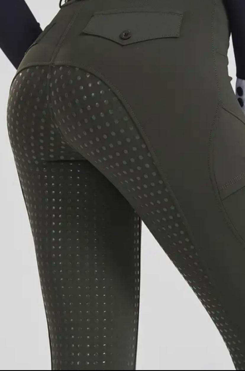 Paardrijlegging comfort met grip - Olijfgroen (extra foto)