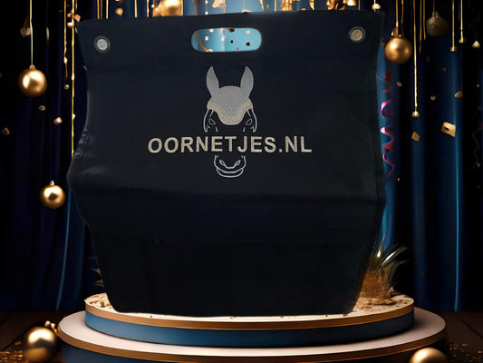 zwarte poetstas wit borduren